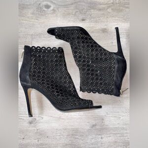 Marc Fisher Black Suede Open-Toe Ankle Bootie